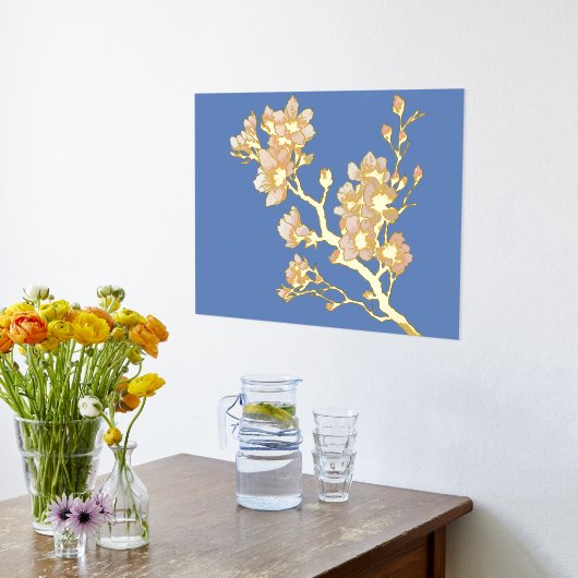 Luxe Goud abstract Modern Cherry Blossom Folie Afdrukken (Laag (Keuken))