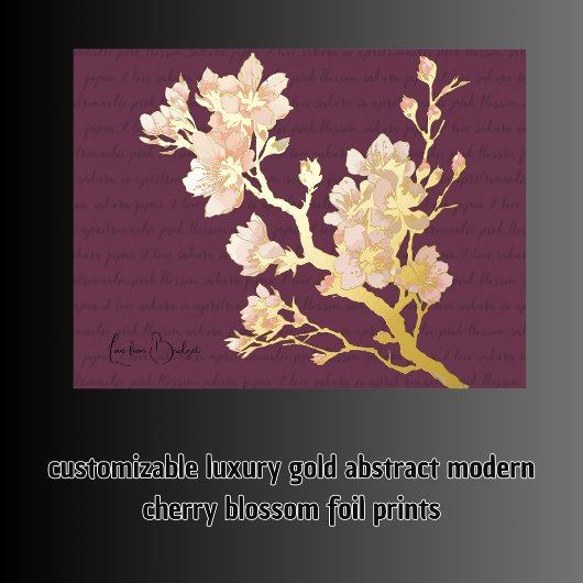 Luxe Goud abstract Modern Cherry Blossom Folie Afdrukken