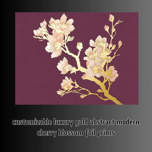 Luxe Goud abstract Modern Cherry Blossom Folie Afdrukken