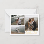 luxe goud bedankt 3 foto ' s collage bruiloft notitiekaartje (Voorkant)