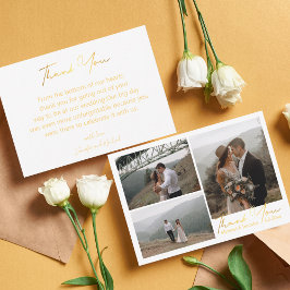 luxe goud bedankt 3 foto ' s collage bruiloft notitiekaartje