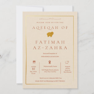Luxe Goud Beige Islamitische Aqeeqah voor Baby Mei Kaart