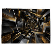 Luxe Goud Blauw 3D Kubus Tunnel Groot Cadeauzakje (Achterkant)