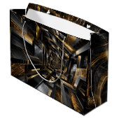 Luxe Goud Blauw 3D Kubus Tunnel Groot Cadeauzakje (Achterkant Gekanteld)