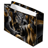 Luxe Goud Blauw 3D Kubus Tunnel Groot Cadeauzakje (Voorkant Gekanteld)