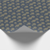 Luxe Goud Blauw Damast Vector Patroon Cadeaupapier (Hoek)