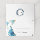 Luxe Goud & Blauw Lijst Oceaan Bruiloft Plaats Kaa Plaatskaartje (Buitenkant ongevouwen)