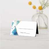 Luxe Goud & Blauw Lijst Oceaan Bruiloft Plaats Kaa Plaatskaartje (Voorkant)
