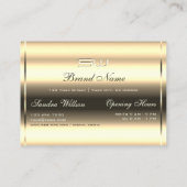 Luxe Goud Blauwe Parel Glitter en 3D Initialen Visitekaartje (Achterkant)