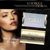 Luxe Goud Blauwe Parel Glitter en 3D Initialen Visitekaartje