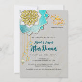 Luxe Goud & Blauwe Ramadan Iftar Uitnodiging (Voorkant)