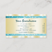 Luxe Goud Blauwgroen Glitter Lichtgevende Sterren Visitekaartje (Achterkant)