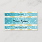 Luxe Goud Blauwgroen Glitter Lichtgevende Sterren Visitekaartje (Voorkant)