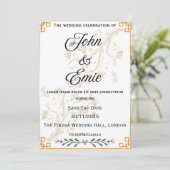 Luxe Goud Bloemen Bruiloft Uitnodiging (Staand voorkant)