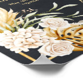Luxe Goud Bloemen Lijst Zwart Nikah certificaat Poster (Hoek)