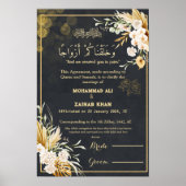 Luxe Goud Bloemen Lijst Zwart Nikah certificaat Poster (Voorkant)