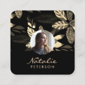 luxe goud botanische scriptfoto vierkante visitekaartje (Voorkant)