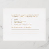 Luxe Goud Bruiloft monogram kuif Maaltijd selectie Folie Feestdagen Briefkaart (Achterkant)