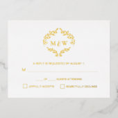 Luxe Goud Bruiloft monogram kuif Maaltijd selectie Folie Feestdagen Briefkaart (Voorkant)