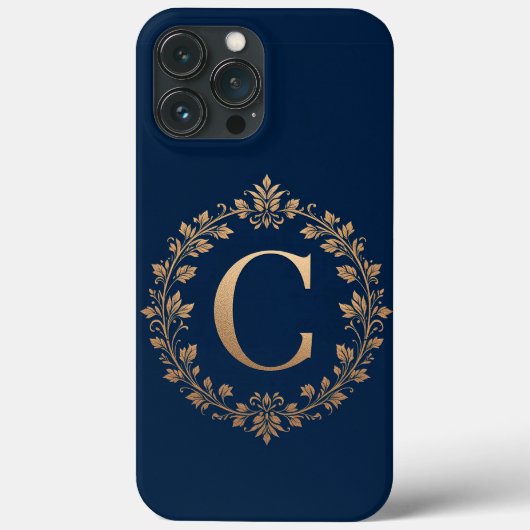 👑 Luxe Goud C Monogram Elegante Minimaal Initiaal Case-Mate iPhone Case (Achterkant)