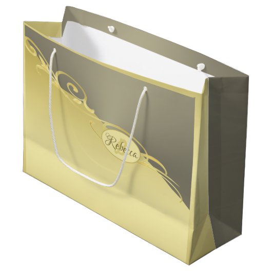 Luxe goud decoratief op goud&zilver, Monogram, Groot Cadeauzakje (Voorkant Gekanteld)