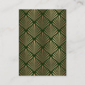 Luxe Goud Donker Groen Art Deco Bruiloft Details Informatiekaartje (Achterkant)