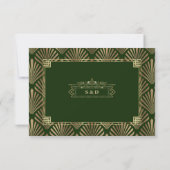 Luxe Goud Donker Groen Art Deco Bruiloft RSVP Kaartje (Achterkant)