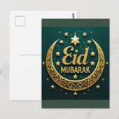Luxe Goud Eid Mubarak Briefkaart (Voorkant / Achterkant)