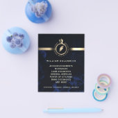 Luxe goud en blauw marmer notaris flyer (Enkel)