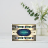 Luxe Goud en Blauwe Kleuren met Faux Strass Visitekaartje (Staand voorkant)