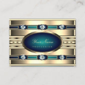 Luxe Goud en Blauwe Kleuren met Faux Strass Visitekaartje (Voorkant)