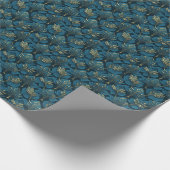 Luxe Goud en Blauwgroen Blauw Abstract Blad Elegan Cadeaupapier (Hoek)