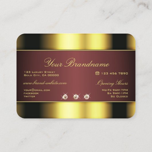 Luxe goud en Bourgondië met Faux Strass Visitekaartje (Achterkant)