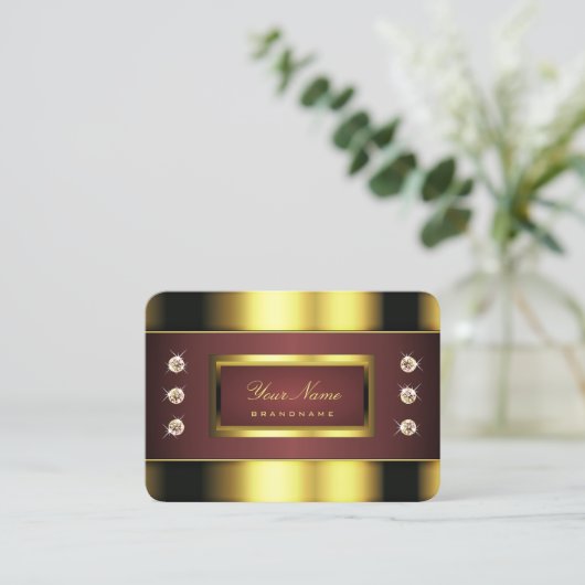Luxe goud en Bourgondië met Faux Strass Visitekaartje (Staand voorkant)