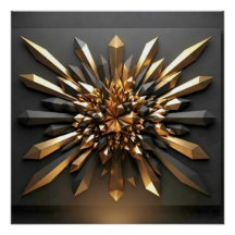 Luxe Goud en Donkere Kristal 3D Geometrische Glans