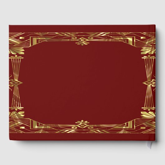 Luxe goud en donkerrood art deco lijst gastenboek (Achterkant)