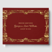 Luxe goud en donkerrood art deco lijst gastenboek (Voorkant)