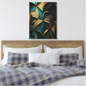 Luxe goud en emerald abstract patroon canvas afdruk (Insitu (Slaapkamer))