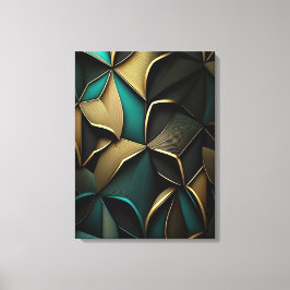 Luxe goud en emerald abstract patroon canvas afdruk