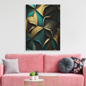Luxe goud en emerald abstract patroon canvas afdruk (Insitu (Woonkamer))