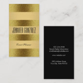 Luxe Goud en Goud Metallic Brush Stripes Visitekaartje (Voorkant / Achterkant)