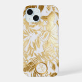 Luxe Goud en Ivoor Monstera Leaf iPhone 15 Case (Achterkant)