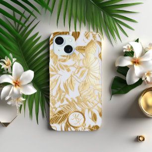 Luxe Goud en Ivoor Monstera Leaf iPhone 15 Case