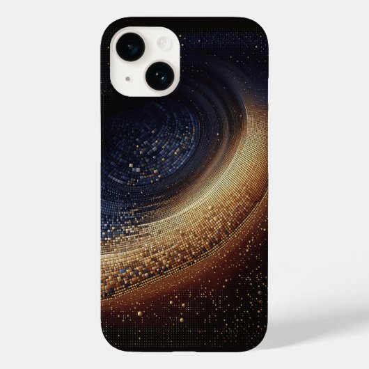 Luxe Goud en Marineblauw Kosmische Draaikolk Mozaï Case-Mate iPhone Case (Achterkant)