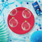 Luxe goud en rode kerst papieren bordje (Feest)