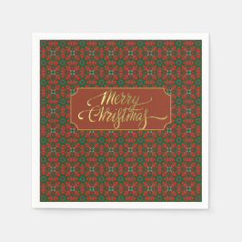 Luxe goud en rode kerst servet