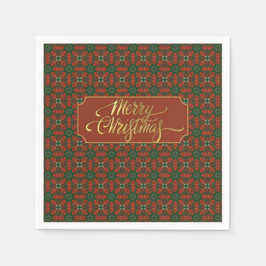 Luxe  goud en rode kerst servet (Voorkant)