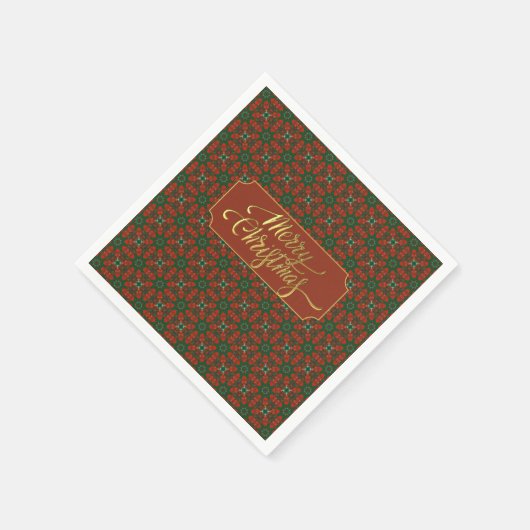 Luxe goud en rode kerst servet (Hoek)