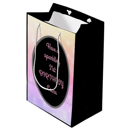 Luxe Goud en Roze Gepersonaliseerde 21ste Verjaard Medium Cadeauzakje