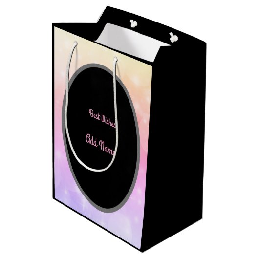 Luxe Goud en Roze Gepersonaliseerde 21ste Verjaard Medium Cadeauzakje (Achterkant Gekanteld)